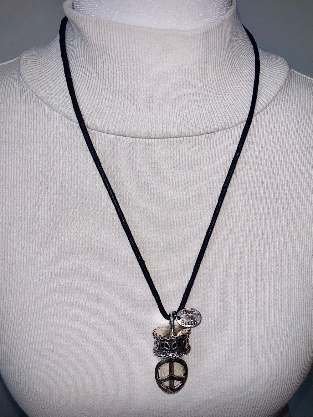 Beachcore Hippie Revival Peace Sand Jar Necklace - Picture 9 of 10